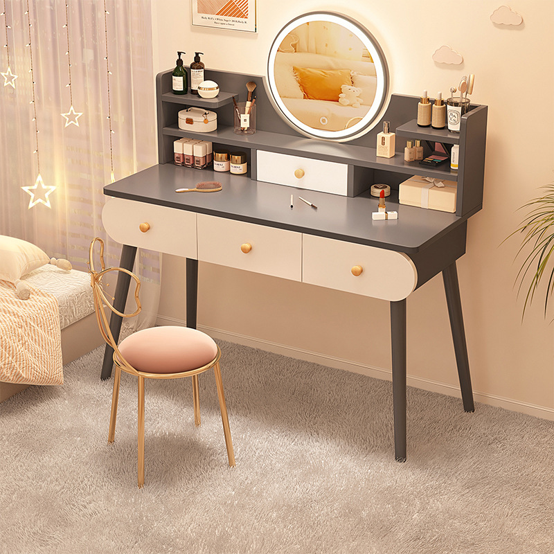 梳妆台卧室现代简约家用小户型化妆台北欧书桌储物柜一体化妆桌子