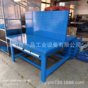 一品重型四工位钳工工作台钳工实训台职校车间模具台配2抽屉挂板