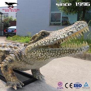 仿真鳄鱼两栖爬行动物可动可静景区拍照引流大型动植物生产厂家