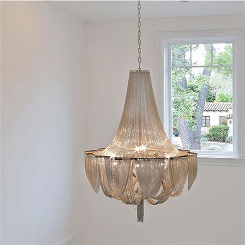 后现代铝链吊灯流苏灯客厅餐厅灯卧室灯别墅酒店会所吊灯链条灯