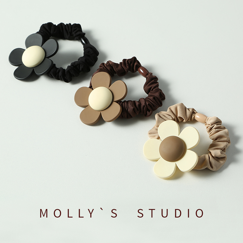 ins风磨砂花朵小肠圈新款日韩风简约气质高弹力耐用发圈皮筋发绳