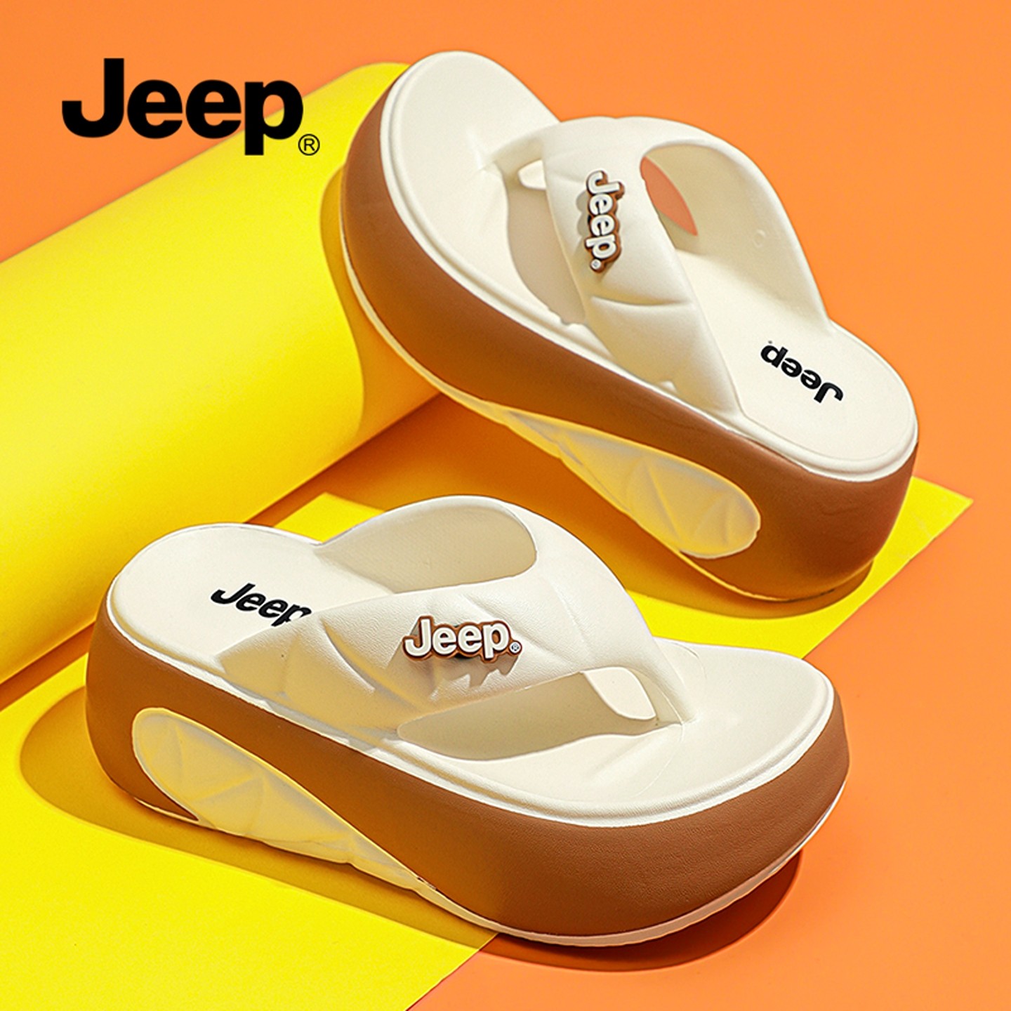 JEEP拖鞋女冬外穿2025新款厚底凉拖鞋女士增高沙滩凉鞋夹脚人字拖,女鞋,人字拖,淘宝优惠券,粉丝福利购,淘宝优惠卷