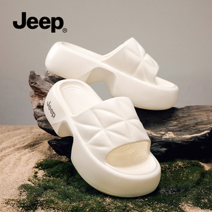 女款 JEEP吉普拖鞋 沙滩凉鞋 女夏季 厚底增高一字拖 外穿凉拖2025新款