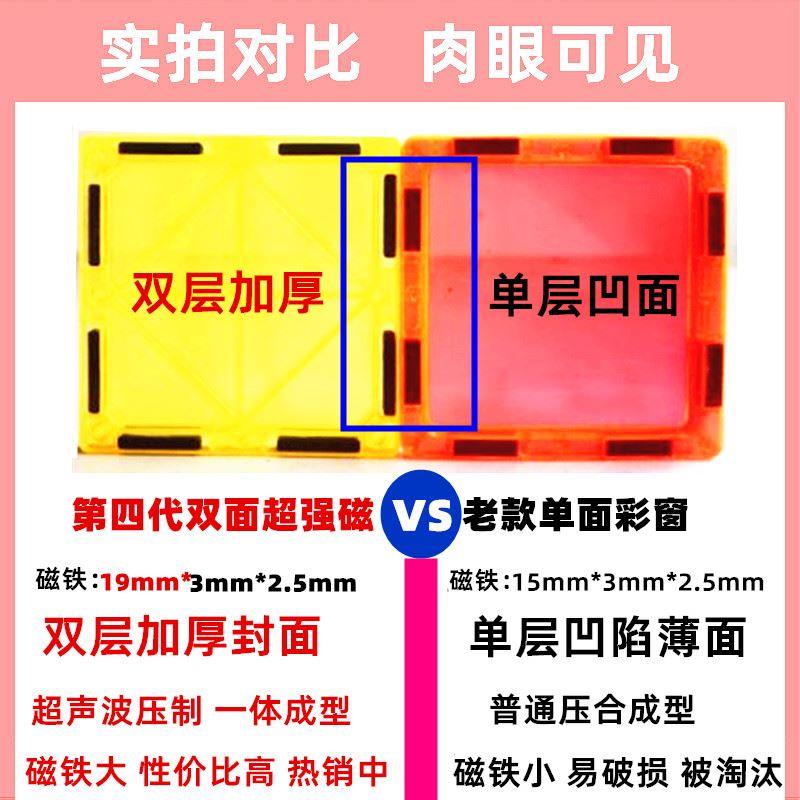 彩窗磁力片儿童磁铁积木超强磁益智拼搭男女孩益智玩具补充纯磁力