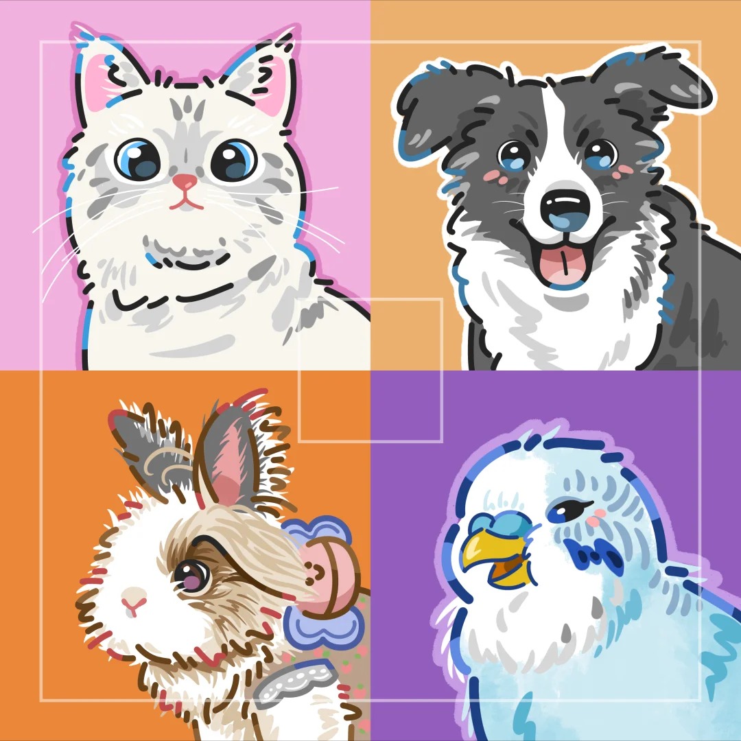 宠物水彩油画头像猫狗可爱头像