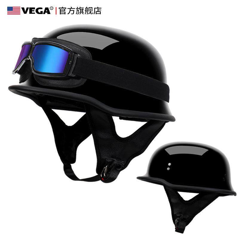 美国vega大兵钢盔复古摩托车头盔哈瓢盔男女电动巡航机车雷3c认证