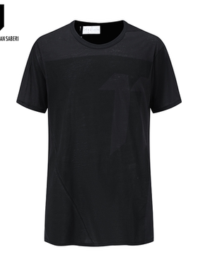 11 BY BBS短款短袖T恤黑色染料BLOCK PRINT 11BYBBS TS1 1115