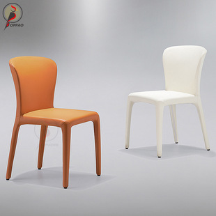 北欧餐椅家用简约皮艺休闲椅酒店现代网红轻奢整装定型棉凳子