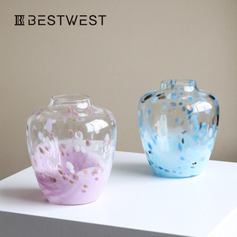 博西家居新款中古风蓝紫色纯手工艺术大肚玻璃花瓶水养插花器摆件,橡塑材料及制品,其他塑料制品,淘宝优惠券,粉丝福利购,淘宝优惠卷