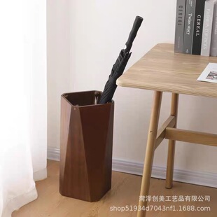 创意简约雨伞桶办公放伞筒创意几何高端雨伞收纳架家用实木雨伞架