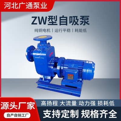 ZW自吸式无堵塞排污泵ZW50-15-30 卧式自吸离心污水泵