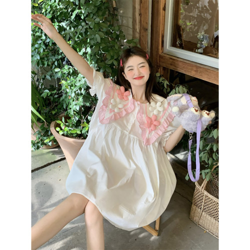少女甜品屋立体花朵连衣裙女春