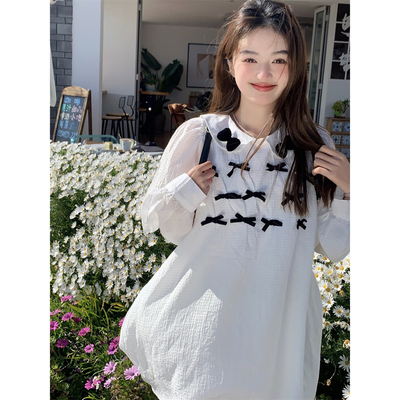 元气进阶蝴蝶结泡泡袖连衣裙女
