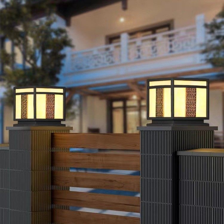 太阳能柱头灯院子大门柱子灯户外庭院灯别墅门柱灯新中式围墙灯