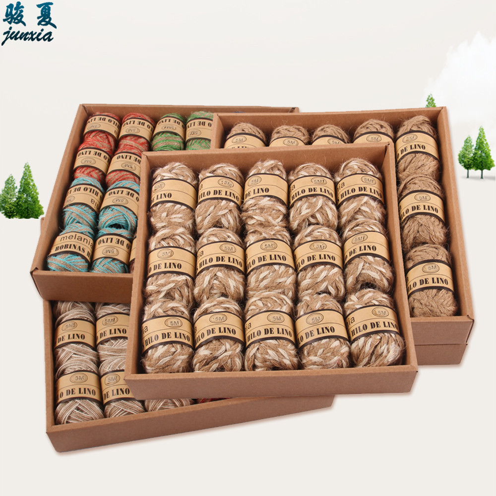 厂家直销DIY手工工艺装饰麻编黄 麻织带彩色编织绳辅料 麻绳装饰