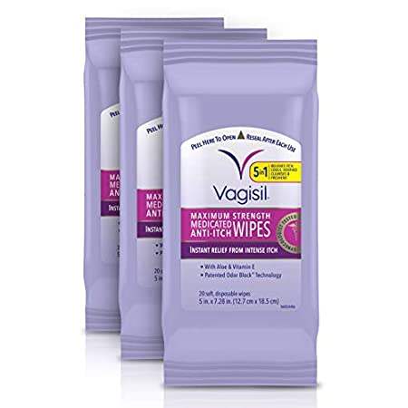 极速Vagisil Anti-Itch Medicated Feminine Vaginal Wipes, Max