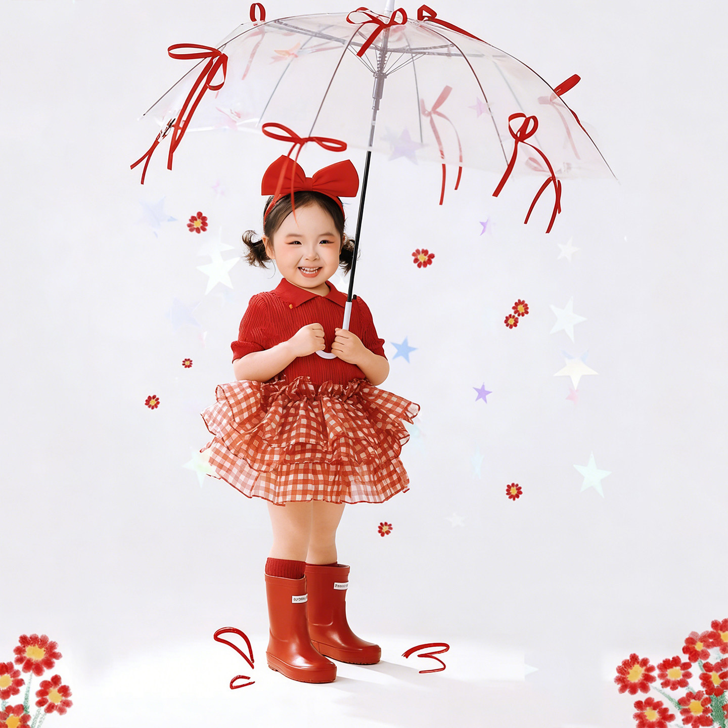 早春小红花主题女童裙子写真照儿童摄影服装2岁-7岁宝宝拍照衣服,童装/婴儿装/亲子装,套装,淘宝优惠券,粉丝福利购,淘宝优惠卷