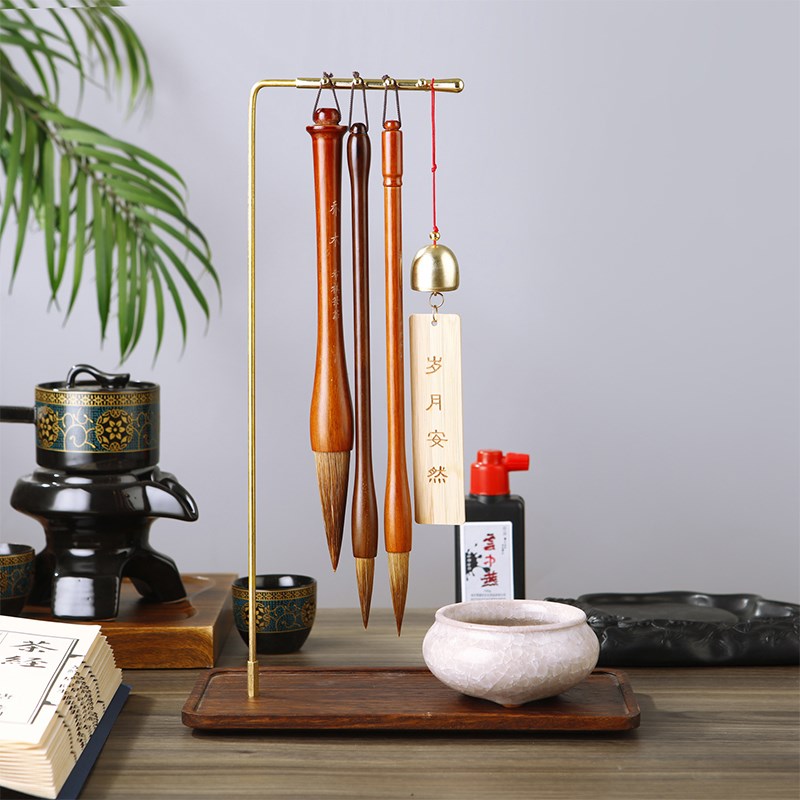 速发笔挂酸枝木笔架收纳复古中国风山峰笔搁书画文房用具毛笔挂架