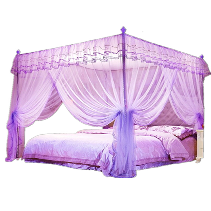 夏天蚊帐三开门宫廷纹账家用文帐子不锈D钢支架1.5m1.8m床2米双人