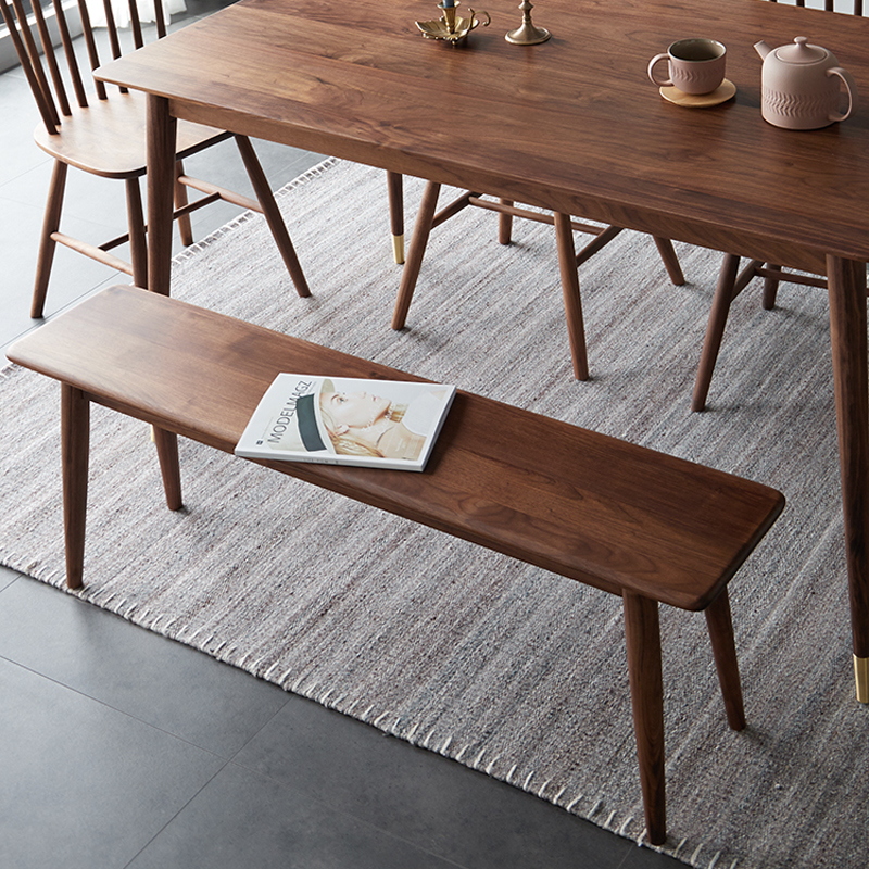 北方榆木长条凳板凳实木长条椅原木泡茶桌K小长登子 简约现代中式