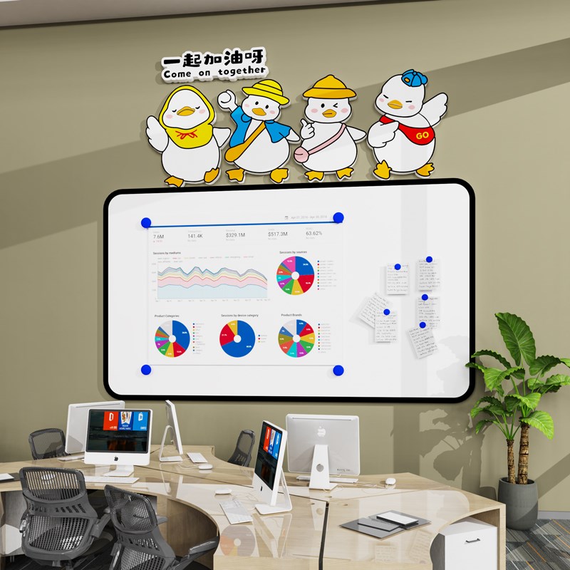 磁吸公告栏墙贴纸画办公室墙面装饰班级文化墙P教室布置黑板报标