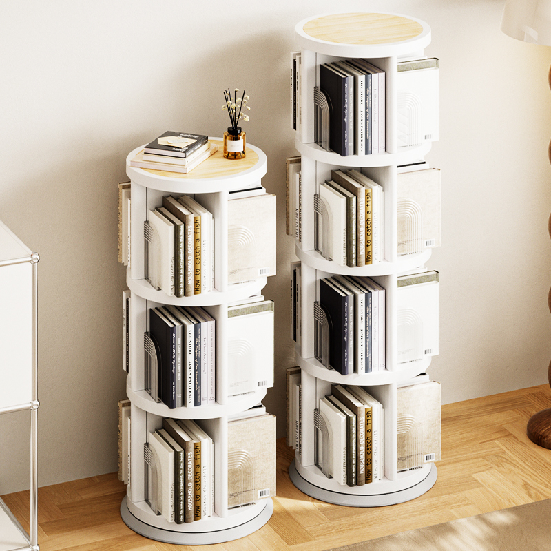 书架旋转式落地置物架儿童小书柜一体靠墙实木可移动书Z本杂物收