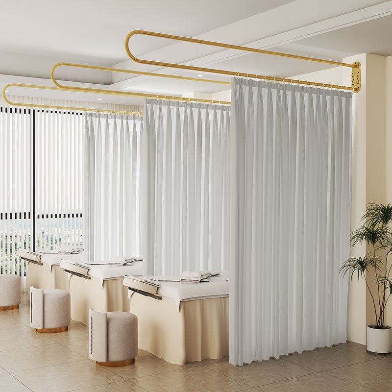 U型防窥养生馆拉帘理疗床遮挡美容床围帘支撑杆美V容店隔断帘遮挡