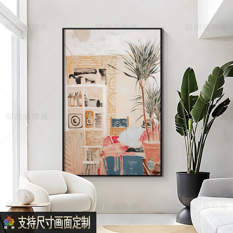 民宿酒店样板间抽象装饰画客厅过道D玄关软装挂画宅寂侘寂风无框图片