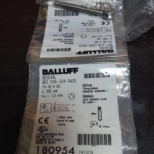 Balluff/电感式接近开关，BES034L，全新原