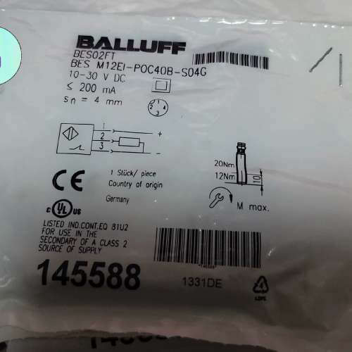 Balluff/电感式接近开关，BES02FT，全新原