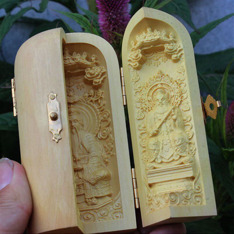速发黄杨木雕太上老君张道陵天师神像马天君护法神君摆件镇宅法器