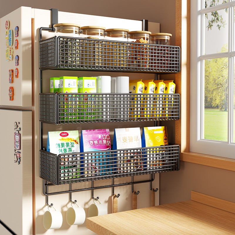 速发冰箱置物架品面边收纳架厨房膜侧多层保鲜用调料瓶免打孔侧壁
