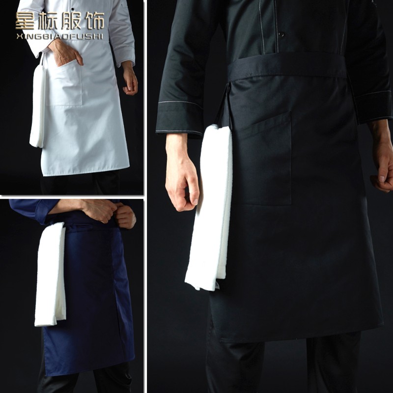 速发厨师围裙半身男士围裙腰茶店服务员厨房工作服围奶咖啡围店裙