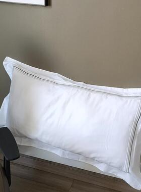 速发60支全棉贡缎加枕灰色酒店枕套50x0大号一对棉大头套