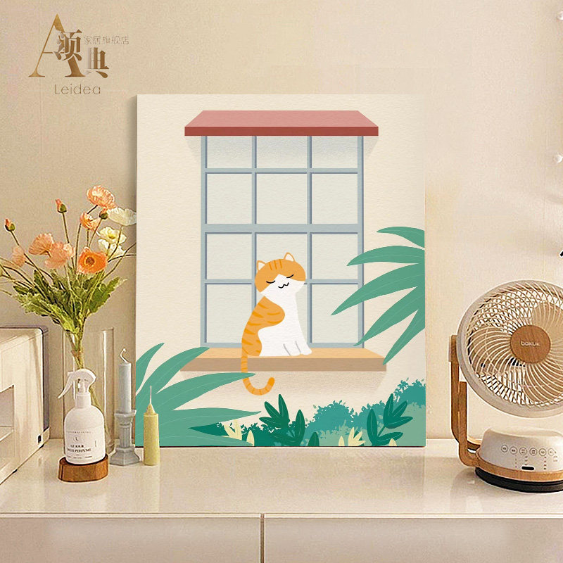 速发偷愈喵数懒油画0基础手工油彩画丙烯填充治字减压装饰画