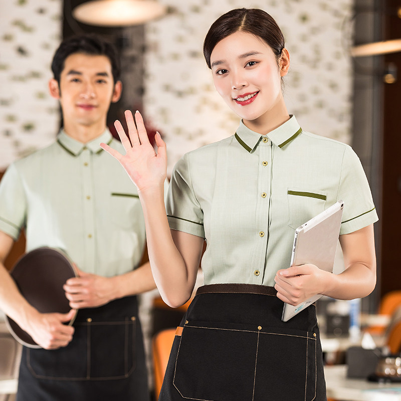 速发高西餐饭服务员工作服夏装酒店端餐厅茶楼饮店前台工衣图片