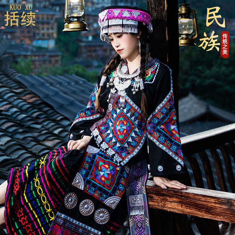 速发贵族苗州舞蹈服苗寨少传民族苗家衣服土家族瑶族数统民族演出