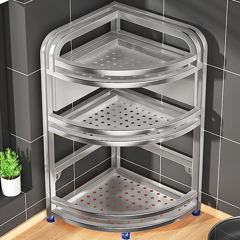 速发不品钢厨房多功房置物架调味锈调料架厨能用具壁挂三角架收纳