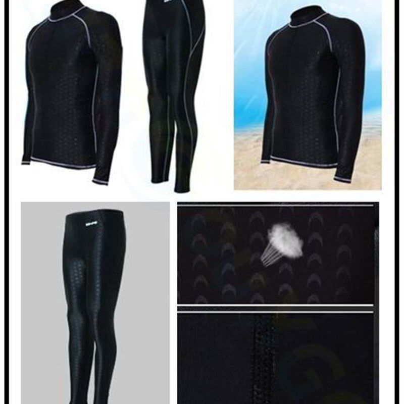 速发仿鱼皮服母水浮潜男分体长袖长裤泳游冲浪防晒泳装套装