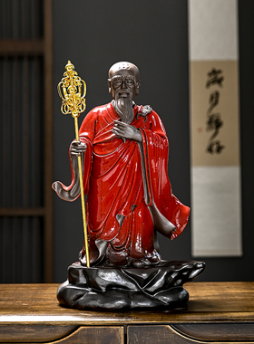 速发中式陶瓷复物老和尚方丈高僧禅意古件家居玄关书房人摆桌面工