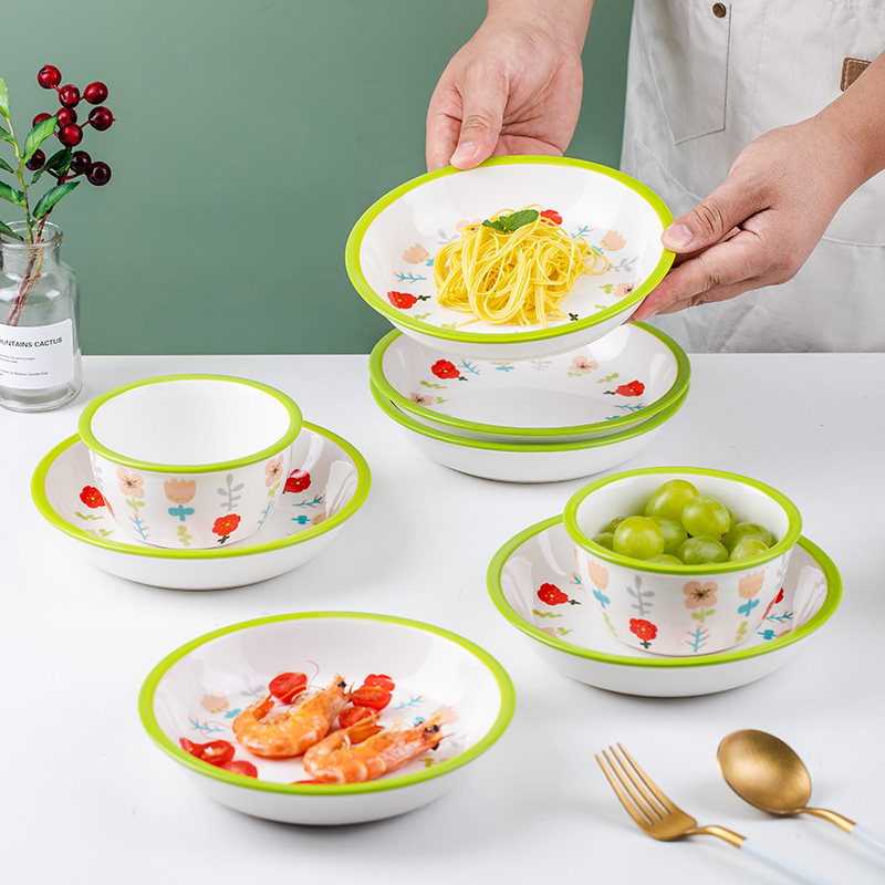 速发田025新款菜盘子2园风碗盘套装高瓷餐具陶颜值饭盘家用深盘6