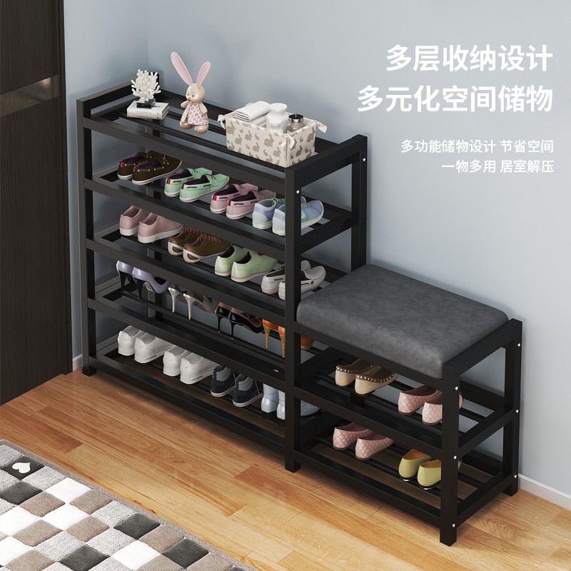 速发家架简易鞋用门口收纳鞋可艺换鞋凳屋省空间入户铁坐儿童鞋柜