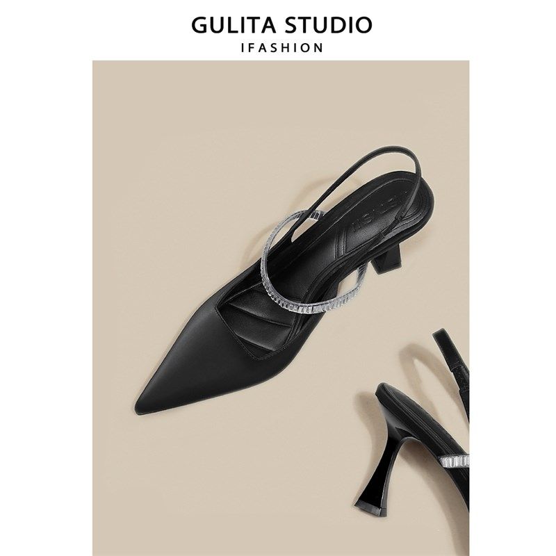 速发古细塔一字带莉跟高跟鞋法式名媛气质头尖水钻包头凉鞋配裙子,女鞋,一字带凉鞋,淘宝优惠券,粉丝福利购,淘宝优惠卷