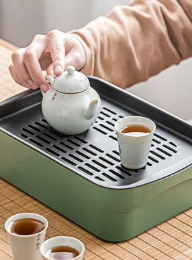旅行茶盘车载茶台茶具收纳盒办公室小号干泡台户外便携茶盘一人用