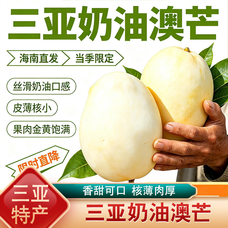 海南奶油澳芒 三亚特产核薄肉厚国产特大黄皮澳芒新鲜热带水果