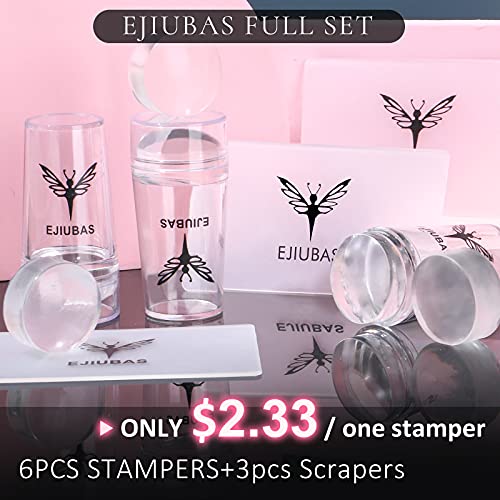 网红Ejiubas 3 Pcs Jelly Clear Nail Stampers 3 Pcs Sandy Nail