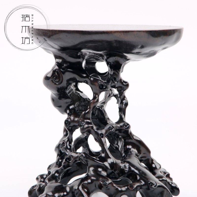 好货红木工艺品黑檀镂空根雕底座茶壶底座小摆件黑梓木奇石玉器木