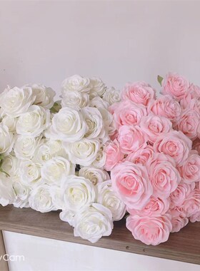 9Roses Bouquet Artificial Fake Silk Flower Dusty Pink Black