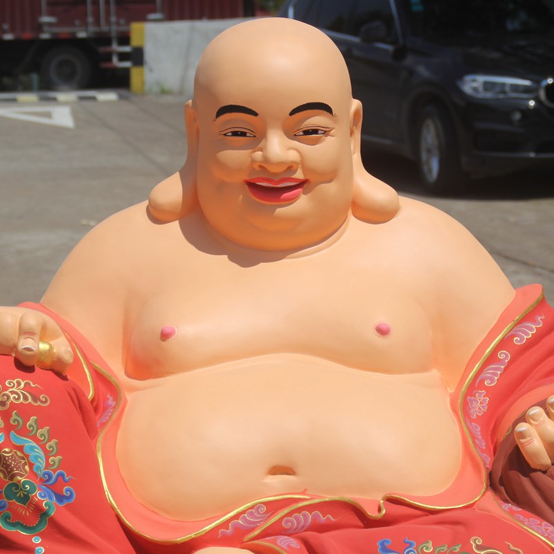 好货如意佛具树脂佛像摆件1米3弥勒笑佛寺庙古彩莲花弥勒佛开心弥