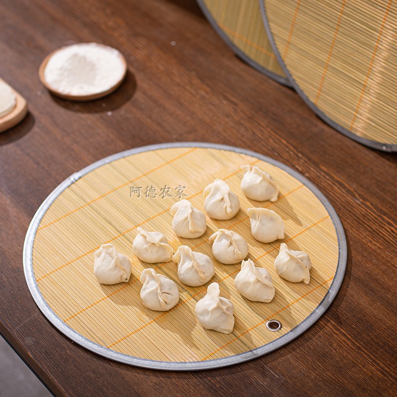 好货竹制品圆形饺子帘家用双面包饺子放置盘青竹水饺盖帘防粘饺子